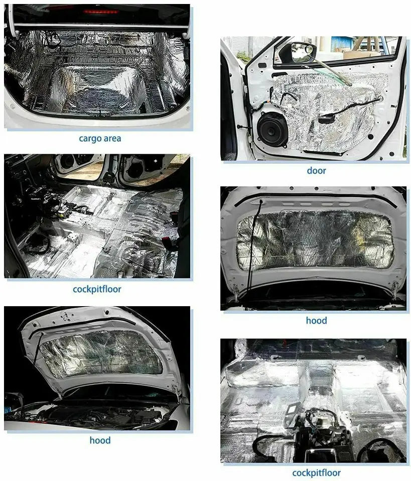 10pc 5MM Aluminum Foil Car Sound Heat Insulation Cotton Mats Engine Bonnet Firewall Noise Proofing Deadener Anti-Noise Pads