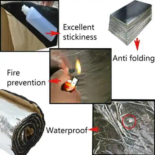 10Pcs 5mm Sound Deadener Heat Insulation Mat Car Van Sound Proofing Deadening Insulation Car Hood Insulation Silent